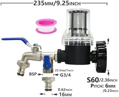 1Pcs IBC Tank Tap Adapter Filter 1/2 3/4 1inch Male Female Threads Water Screen S60 Thread Nipple 1000L Rain Barrel Fitting(3) - Image 2