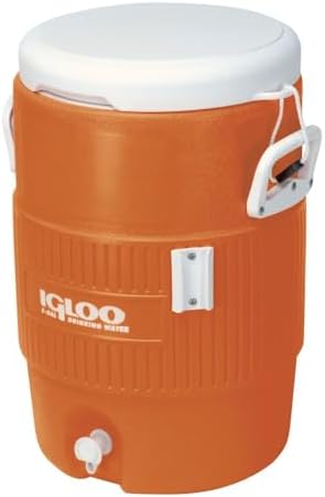 Beverage Jug, Orange With White Seat-Top Lid & Handles, 5-Gallons by Unknown