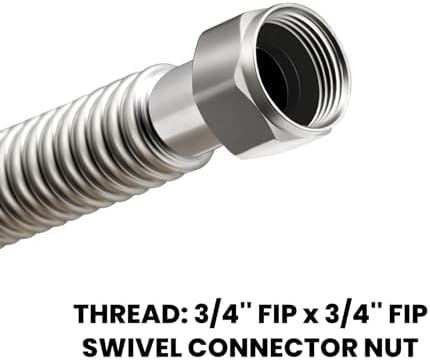 24inch Stainless Steel Corrugated Water Heater Connector Flexible for Female Iron Water Pipes Fitting, 3/4" FIP x 3/4" FIP(2 Packs)… - Image 4