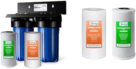 iSpring WGB21B 2-Stage Whole House Water Filtration System, with 10" x 4.5" Sediment CTO & F2WGB21B Whole House 4.5"x10" Water Filtration High Capacity Sediment and CTO Carbon Block by Unknown
