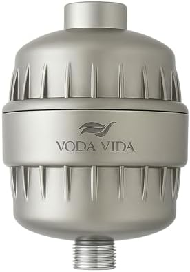 15-Stage Shower Filter for Hard Water | Universal High-Output Cartridge | Removes Chlorine, Heavy Metals for Softer Skin and Hair (15 Stage Shower Filter - Brushed Nickel) by VodaVida
