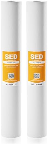 Max Water Slim Blue 5 Micron 20 inch x 2.5 inch Whole House Melt-Blown Polypropylene Sediment Water Filter Replacement Cartridge (Pack of 2) by MaxWater