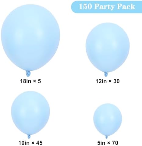 APLANET 150pcs Pastel Blue Balloons Different Sizes 18 12 10 5 Inch, Latex Balloons for Blue Themed Birthday Wedding Baby Shower Party, Grad Anniversary Supplies, Arch Kit Decoration - Image 2