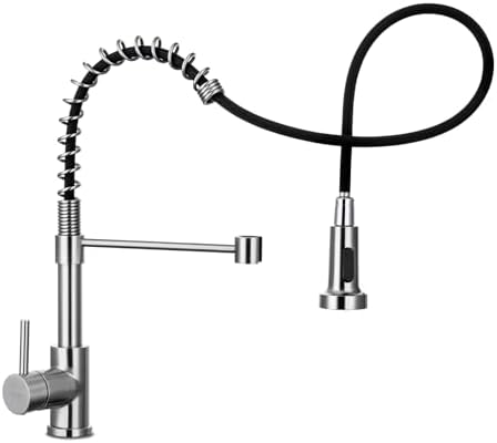 WEWE Pull-Out Kitchen Faucet, 2-Mode Sprayer, Brushed Nickel, High Arc by WEWE