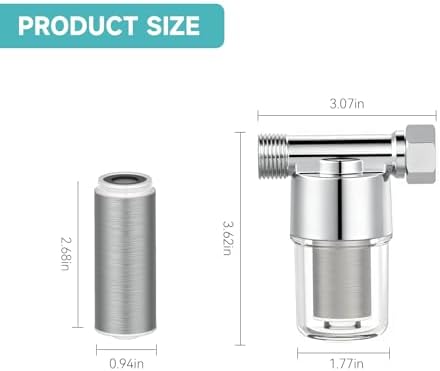 Washing machine water filter, capable of filtering out impurities of 40 microns in water, protecting household appliances. Suitable for water heaters and showers, (silver) - Image 4