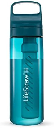 LifeStraw Go Series – BPA-Free Water Filter Bottle for Travel and Everyday use removes Bacteria, parasites and microplastics, Improves Taste, 22oz Laguna Teal by Unknown