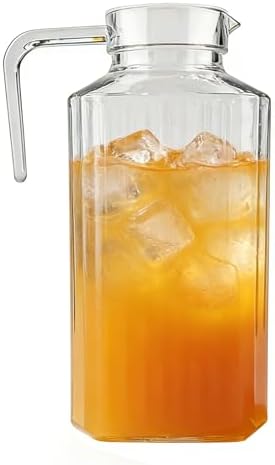 61 oz Acrylic Pitcher with Lid and Spout, 1800ml Large Hot/Cold Water Jug for Iced Tea Pitcher for Coffee, Juice Iced Tea Beverage Carafe with Lid for Family Gathering(1800ml) by Unknown