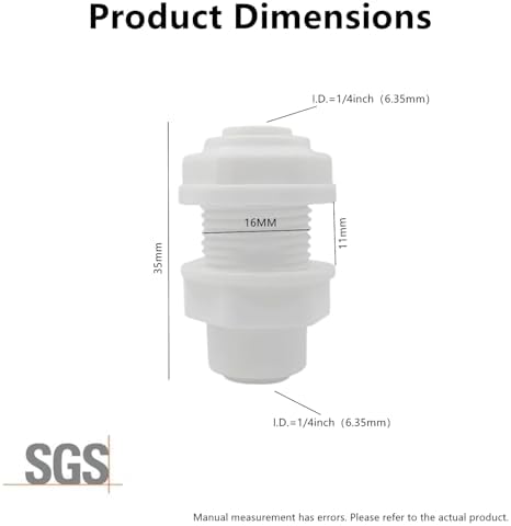 10 Pack 1/4" Bulkhead Connector Include 10 end Plug -Push to Connect Fitting for RO Reverse Osmosis Systems, 1/4" OD Tube, Water Filter & Plumbing Quick Connect Adapter - Image 2