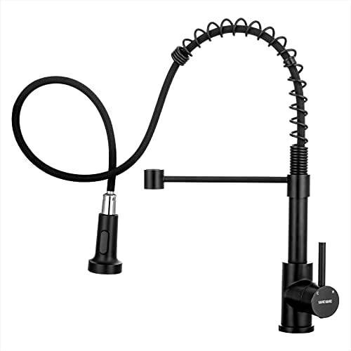 WEWE High Arc Pull-Out Kitchen Faucet, 2-Mode Sprayer, Matte Black by WEWE
