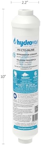HYDROVOS Inline Water Filter for Ice Maker, Refrigerator, Dishwasher, Reverse Osmosis System, 1/4" FPT Threaded Connection, NSF Certified, Fitting Not Included - Image 3