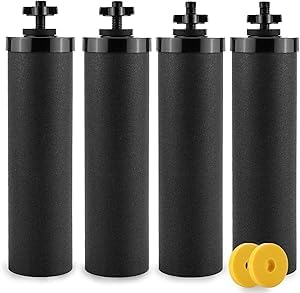 Upgrade Black Water Filter Activated Carbon by Fetechmate with Ultra Filtration Membrane Water Purification Elements Replacement Compatible with Ber-key Gravity Water Filtration System (4 Pack) by Fetechmate