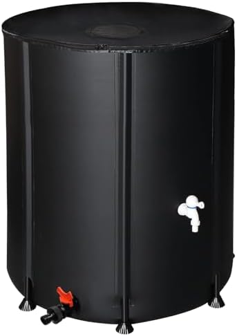 Collapsible Rain Barrel,Portable Water Storage Tank,Rainwater Collection System Downspout,Water Catcher Container with Filter Spigot Overflow Kit (132 Gallon) by Ynredee