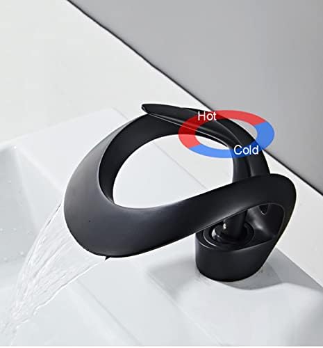 Black Bathroom Sink Faucet Waterfall Round Single Handle One Hole - Image 5