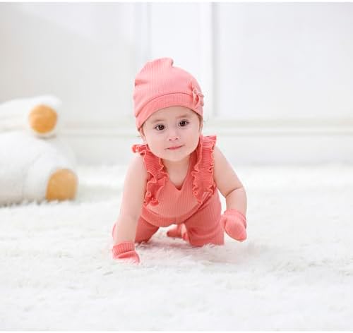MAMIMAKA Newborn Baby Boy Girl Caps Mittens Socks Set Cotton Baby Essentials Accessories (Hats+Gloves+Socks) - Image 6