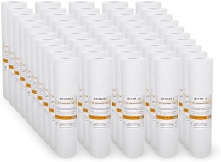 Max Water 10 inch x 2.5 inch, 5 Micron Replacement Sediment Water Filter Cartridge for Whole House, Melt Blown Filtration Fiber for Heavy Duty (Pack of 50) - Image 2