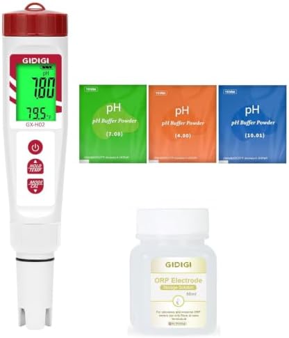 Water pH Tester, 4 in 1 pH H2 ORP ppm Meter for Water by GIDIGI