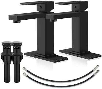 Midanya Bathroom Faucets 1 Hole Single Handle,Matte Black,2 Pack by Midanya