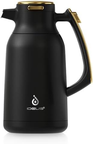 IDEUS Thermal Coffee Carafe 68oz, Beverage Dispenser Black-Gold by IDEUS