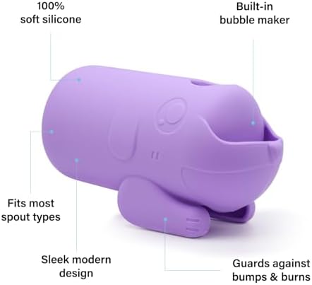 mandoo Faucet Extender for Toddlers, Bath Spout Cover for Baby, Bathtub Faucet Cover for Baby, Toddler Bath Silicone Shower Toys,Head Protector for Kids Safety.（Pink+Brush） - Image 2