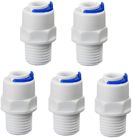 1/4"M to 1/4" Push-Fit Adapter for RO Water Filter, 5 Pcs by Unknown