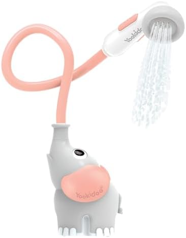 Yookidoo Baby Bath Shower Head - Elephant Water Pump and Trunk Spout Sprayer - One Handed Flow Control for Newborn Babies in Tub Or Sink (Pink) by Yookidoo