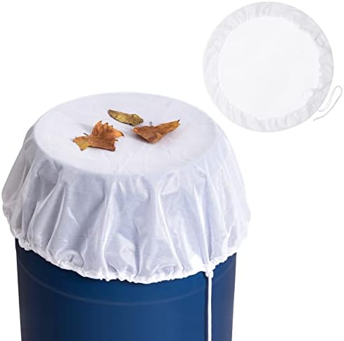 Mesh Cover for Rain Barrels with Drawstring, Water Collection Buckets Tank Protector, Rainwater Bucket Netting Screen Cover for Outdoor Garden, 37.4 Inches, White by CHVOMNASE