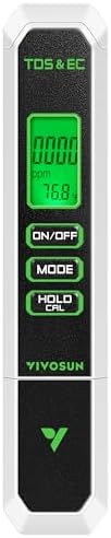 VIVOSUN TDS Meter, 3 in 1 TDS, EC & Temperature Meter, Accurate Digital Water Quality Tester for Drinking Water, Aquarium, Hydroponics, RO/DI System, Swimming Pool, White by VIVOSUN