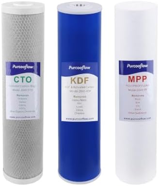 20" x 4.5" Heavy Metals Reduction Whole House Water Filter Replacement Set, 3-Stage Heavy Duty System with PP Sediment, Advanced KDF & Standard CTO Carbon Block, Fits All 20" Housings by Purcooflow
