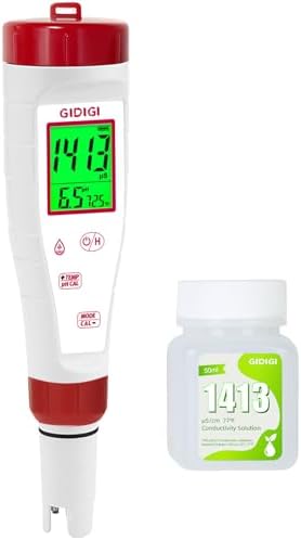 pH Meter for Hydroponic Water,Digital EC ppm Tester for Nutrients by GIDIGI