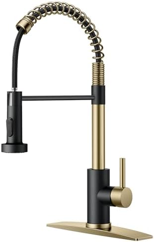 FORIOUS Kitchen Faucets, Pull Down Sprayer, Classic High Arc, Black Gold by FORIOUS