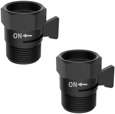 Hibbent All Metal 2 Pack Shower Head Flow Control Valve, G1/2 Brass Shut-off Valve with Metal Handle Lever, Shut OFF Water Flow Control Regulator for Handheld Shower, or Bidet Sprayer, Matte Black by Hibbent