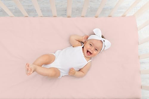 Sweet Jojo Designs Fitted Baby Crib Sheets (Blush Pink) for Girls, Infant Nursery, Toddler Room - Standard Size (Solid Color, for the Elegant, Boho, Farmhouse, Bohemian, Watercolor Floral Collection) - Image 6