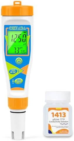 Digital pH Tester Water pH EC PPM Meter for Hydroponics Nutrients by CIZTADA