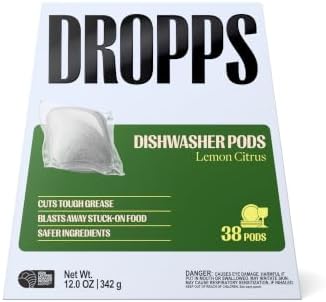 Dropps Dishwasher Detergent Pods, Lemon Citrus (38 Count) - Cuts Grease by Dropps