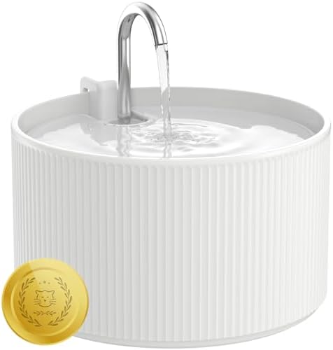 Lawfery Ceramic Cat Water Fountain, 74oz/2.2L Pet Drinking Fountain by Lawfery
