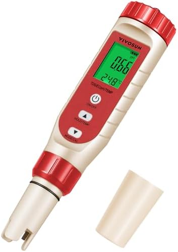 VIVOSUN 4-in-1 Digital pH Meter with pH/TDS/EC/Temp Function, 0-14.0 pH Measurement Range, ±0.1 pH Accuracy Water Quality Tester for Hydroponics, Household Drinking, and Aquarium by VIVOSUN