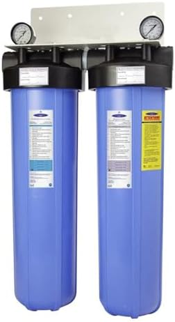 Crystal Quest Tall Compact Whole House Fluoride Water Filtration System, Multi-Stage Filter for Fluoride, BPA-Free, pH-Enhancing, 4-6 GPM Flow, Double Configuration, Easy Maintenance - Without Stand by CrystalQuest