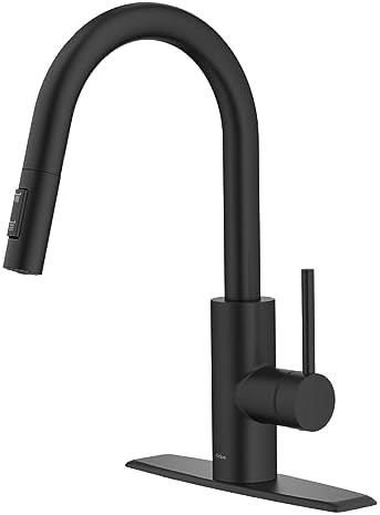 KRAUS Oletto Single Handle Pull Down Kitchen Faucet with QuickDock Top Mount Installation Assembly in Matte Black, KPF-2620MB by Unknown