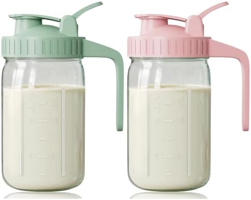 32 oz Breast Milk Pitcher, Glass Mason Jar Pitcher with Lid by OneDream