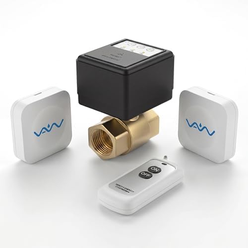 VAW Smart Water Shut Off Valve System - 1' Automatic Heavy Full Port Valve + 2 Wireless Water Leak Detectors + Controller, No Hub, 3-Year Battery, IP66 Waterproof for Kitchen Bathroom Basement by Unknown