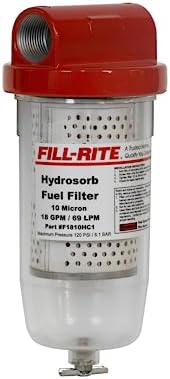 Fill-Rite FR1810HC1 10 Mircron Hydrosorb 25 GPM Clear Bowl Fuel Filter with 3/4" Filter Head by Fill-Rite