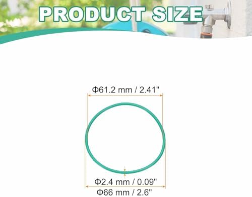 HARFINGTON 5 Pcs Fluorine Rubber O-Rings 66mm OD 61.2mm ID 2.4mm Width Round Sealing O Ring Seal Gasket for Industrial Engines Plumbing Faucet Hose Automotive - Image 2