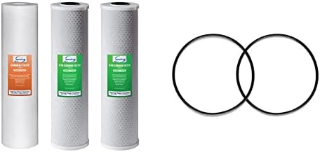 iSpring F3WGB32B 4.5” x 20” 3-Stage Whole House Water Filter Replacement Pack Set, White & ORBX2 Replacement O-Ring, Black, 2 Piece by iSpring