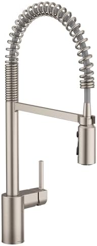 Moen Align Spot Resist Stainless Pulldown Kitchen Faucet, Single Hole, Modern Spring Style with Pre-Rinse and Power Boost Pull Down Sprayer, Easy Installation, 5923SRS by Unknown