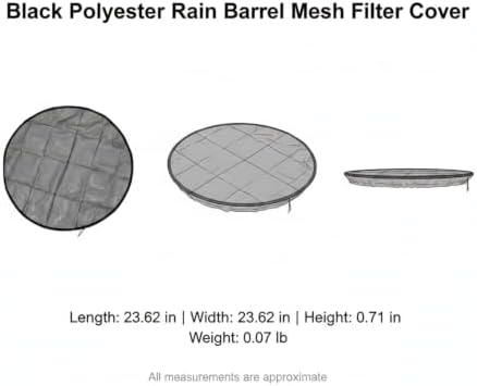 Black Polyester Mesh Rain Barrel Cover, Debris Filter Screen for Open-Top Water Containers up to 39.4 Inches, 1 Pack - Image 7