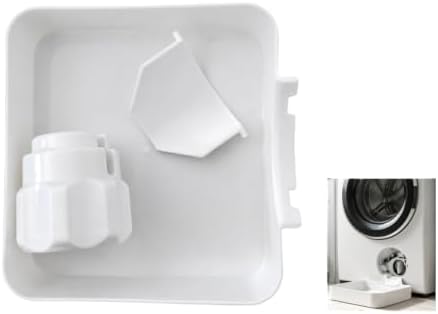 Universal Front Load Washer Drain Pan Kit, 7 x 7 Inch Low-Profile Washing Machine Drain Tray with Drain Accessory Cap and Guide Component, PE Water Catch Pan for Filter Cleaning and Maintenance by Unknown