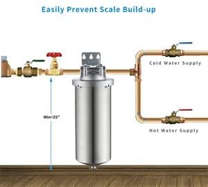 NSF/ANSI 42 Certification Jumbo Stainless Steel Filter Housing for 10”Length,4.5"OD Filter Cartridge, 1NPT Inlet and Outlet, Drain Valve Style C (Square Head) - Image 4