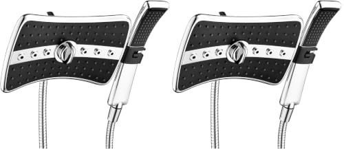 BRIGHT SHOWERS High Pressure Dual Shower Head Combo, Handheld Showerhead Rainfall Shower Head Combo with Black Face, 60 Inch Long Stainless Steel Shower Hose, Chrome (Pack of 2) by BRIGHTSHOWERS