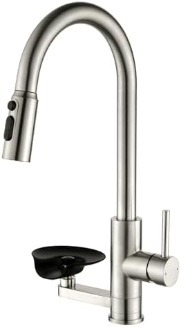Kitchen Faucet with Cup Washer Pull Down Sprayer Stainless Steel Kitchen Sink Faucet with Deck Plate Glass Rinser Single Hole Brushed Nickel by OWOFAN