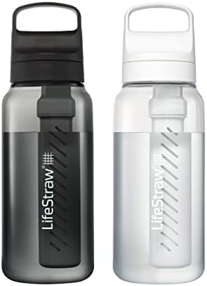 LifeStraw Go Series Water Bottle, Black/Clear, 1 L, 2PK by Unknown